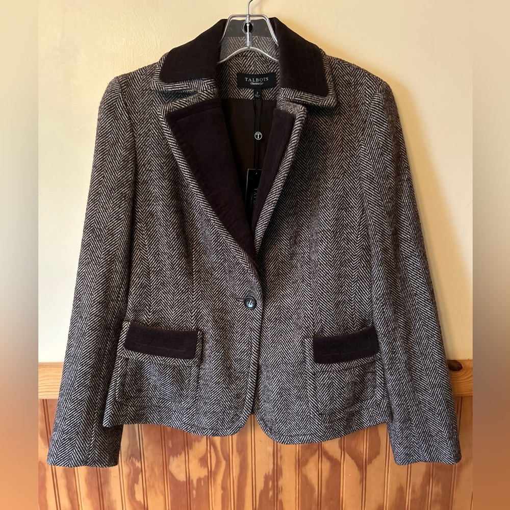 Talbots Brown Herringbone Blazer